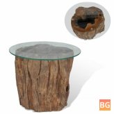 Teak Coffee Table with Glass Top 19.7