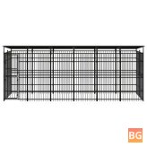 Outdoor Kennel with Roof Steel - 119 ft²