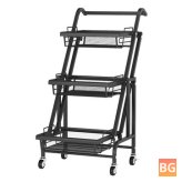 Mobile Utility Cart with Wheels for 3 Tiers of Storage