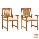 Director's Chairs with Cushions (2 pcs) - Solid Acacia Wood