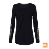 Women's T-Shirts with Long Sleeve Embroidery