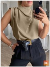 Draped Collar Top - Solid Color