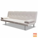 Sofa Bed with Two Pillows - Artificial Leather