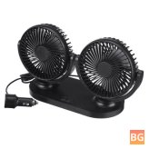 12V Car Double-Head Fan with Three-Speed Brushless Motor