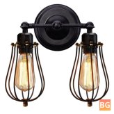 Kingso 110V Wall Sconce - 2 Light Metal Industrial Cage Wall Light Fixture