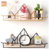 Wall Mounted Shelf for Industrial Wooden Floating Metal Wire Rack Storage Display