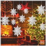 6pcs Christmas Party Hanging Decoration - Baubles Xmas Snowflakes