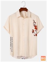 Buttons Up Shirt - Mens Blossom Letter Pattern