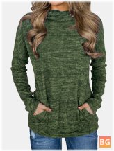 Women's Knit Pullover Sweater - High Neck - Casual