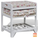 Rose Pattern Storage Bench with Foot Pedal and Shoe Rack