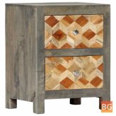 Gray Bedside Cabinet with a Wooden Base