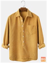 Solid Henley Collar Shirts - Long Sleeve