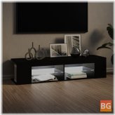 TV Cabinet with LED Lights - Black 53.1