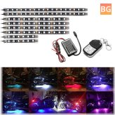 8-Pack of Motorcycle LED Light Strips - Waterproof RGB Multi-Color Underglow Neon Ground Effect Atmosphere Lights with Remote and Adhesives Clips