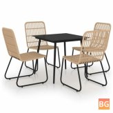 Outdoor Dining Set - Poly Rattan and Glass