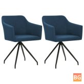 Rotating Blue Fabric Dining Chairs (Set of 2)