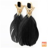 Gold Feather Triangle Earrings