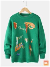 Mens Abstract Print Crew Neck Sweater
