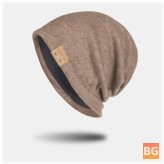 Beanie Hat with Artificial Cashmere and Leather Label