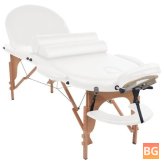Foldable massage table with 2 bolsters - oval white
