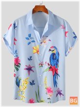 BirdFlower Men's Short Sleeve Casual Shirt