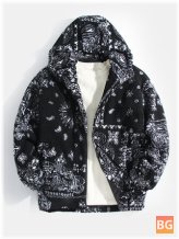 Sherpa Print Warm Hooded Jacket