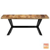 Dining Table with Wood Base and Solid Sheesham Wood Top