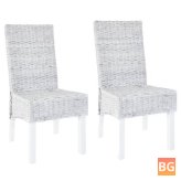 Gray Kubu Rattan and Mango Wood Dining Chairs
