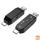 TF Memory Card Reader for Mobile Phone & Computer - Dual USB Port