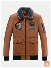 PU Leather Bomber Jacket for Men