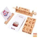 Wooden Learning Blocks with Matching Letters, Alphabet, Numbers and Spinning Words for Children