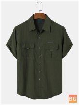 Quick-Dry Fishing Shirt with Double Pockets and Front Buttons