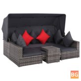 Set of 7 Lounge Cushions with Rattan Gray Fabric