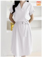Cotton Roll Sleeve Dress - Casual
