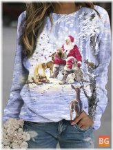 Christmas Women Santa Printed Pullover T-Shirts