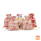 Cotton Drawstring Bag with Mini Christmas Tree Design