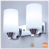 Glass Wall Sconce Bedside Lamp with LED Bulb and Pull Switch