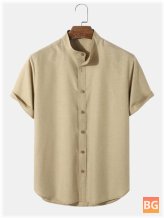 Grandad Collar Button Up Shirts for Men