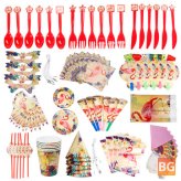 84-Piece Kids Birthday Party Tableware Set - Decorating Plates, Cups, Papers, Toys