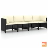 Black Sofa with Cushions - 4 Seater