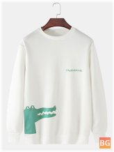 Pullover Crocodile Print Sweatshirt for Men