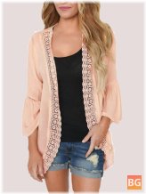 Women's Solid Color Lace Trimmed Light Cardigans