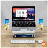 12-Inch MacBook Stand with 4 USB 3.0 Ports and 10-Gear Height Adjustment