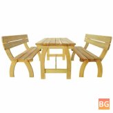 Impregnated Pine Wood Outdoor Table with Benches