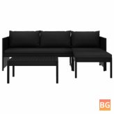 Garden Lounge Set - poly rattan black