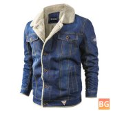 Turn Down Collar Jacket for Men - Warm Fleece