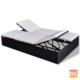Black Sun Lounger with Cushion - Double