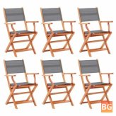 Gray Wood & Textilene Folding Garden Chairs (Set of 6)