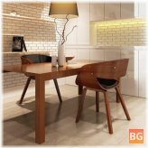 Dining room chairs with brown leather imitation