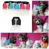 Pet traction chest and dog back dress/skirt Oxford cloth + chiffon bust 24CM back length 18CM without leash length 130CM